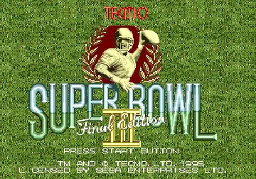 Tecmo Super Bowl III - Final Edition (USA) screen shot title